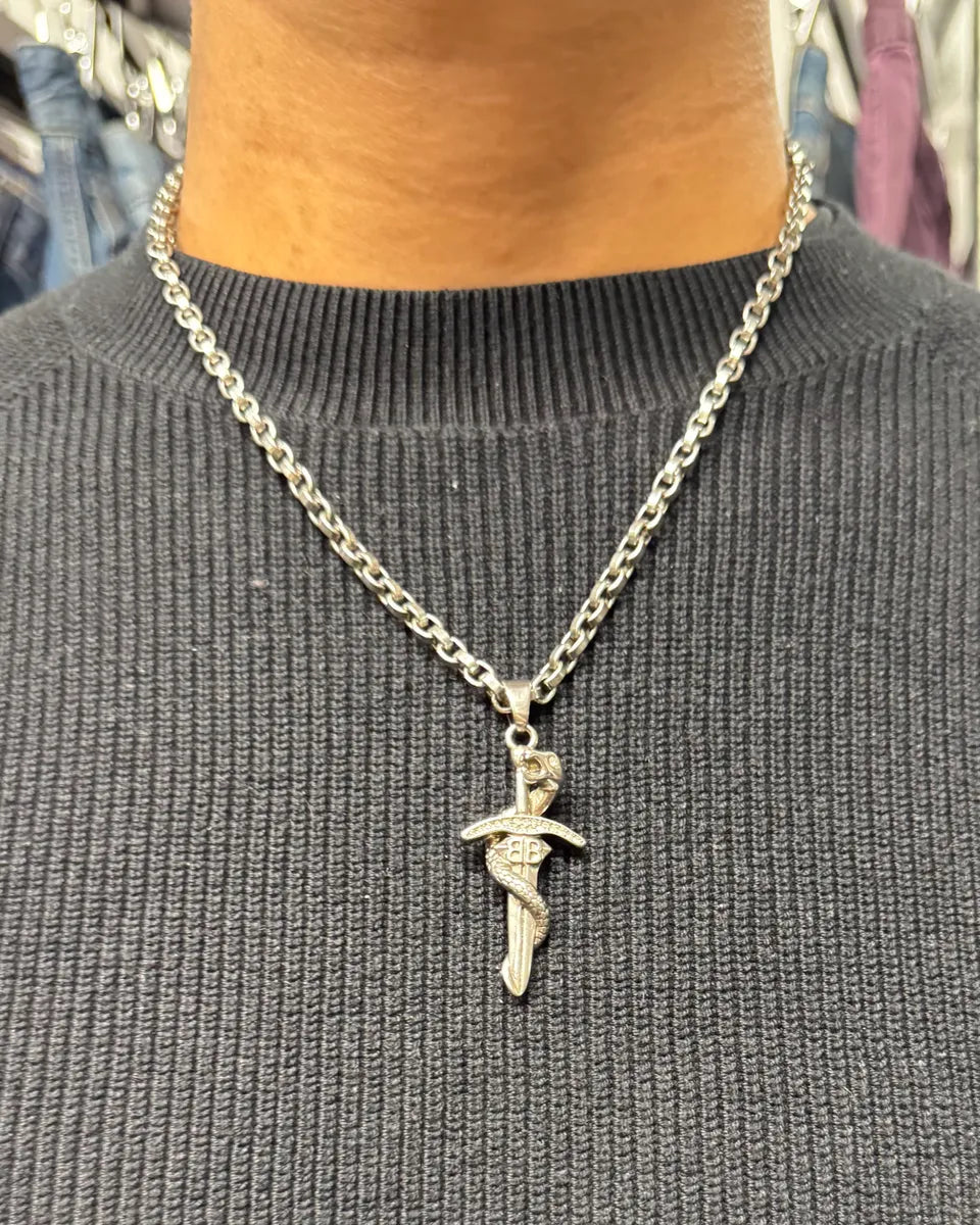 Balenciaga Sword Knight Goth Snake Pendant Necklace pLKrlIS 8