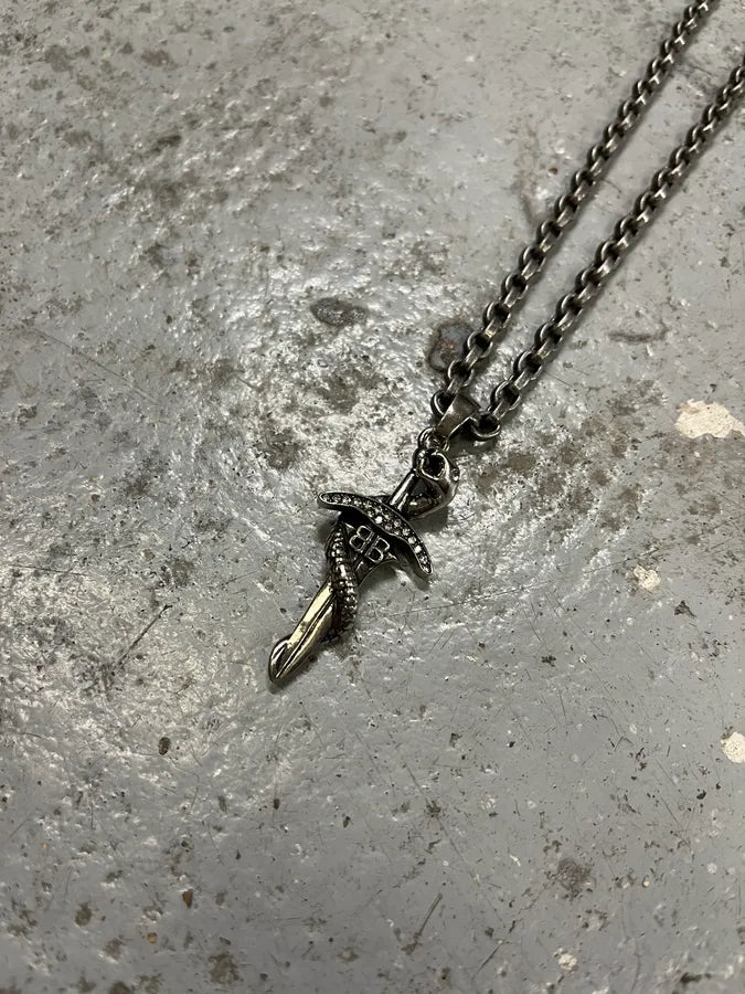 Balenciaga Sword Knight Goth Snake Pendant Necklace – Dolce Vita Hub Balenciaga Sword Knight Goth Snake Pendant Necklace – Dolce Vita Hub