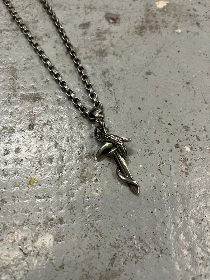 Balenciaga Sword Knight Goth Snake Pendant Necklace – Dolce Vita Hub Balenciaga Sword Knight Goth Snake Pendant Necklace – Dolce Vita Hub