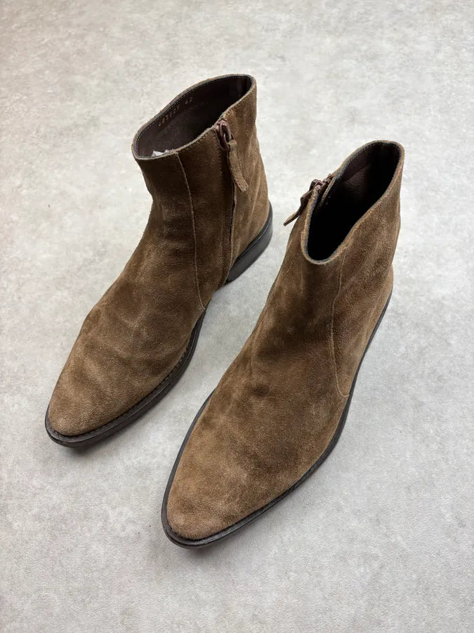 Balenciaga Taupe Suede Leather Chelsea Boots EKuewwA 2