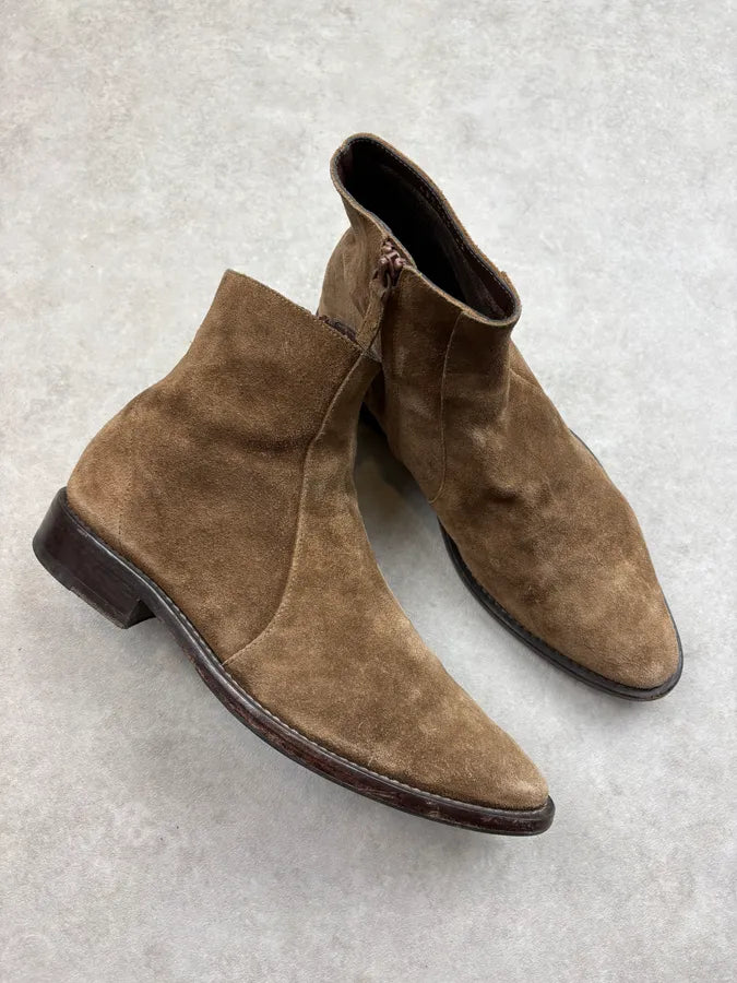 Balenciaga Taupe Suede Leather Chelsea Boots EKuewwA 4