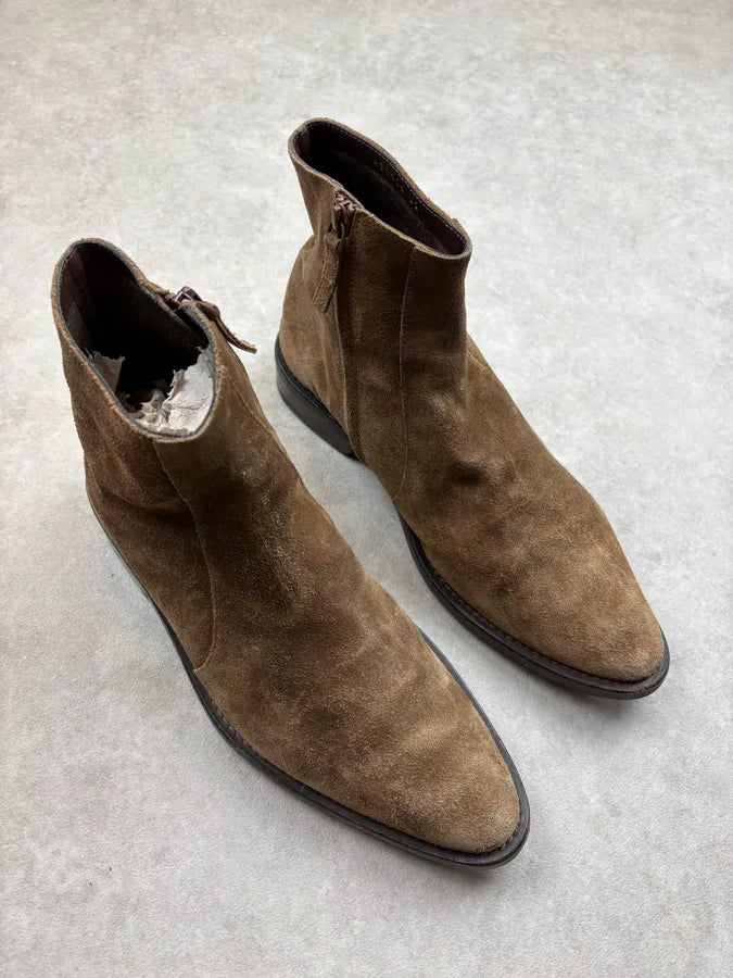 Balenciaga Taupe Suede Leather Chelsea Boots EKuewwA 3