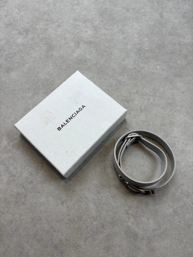 Balenciaga White City Studded Leather Bracelet EmTrXec 1