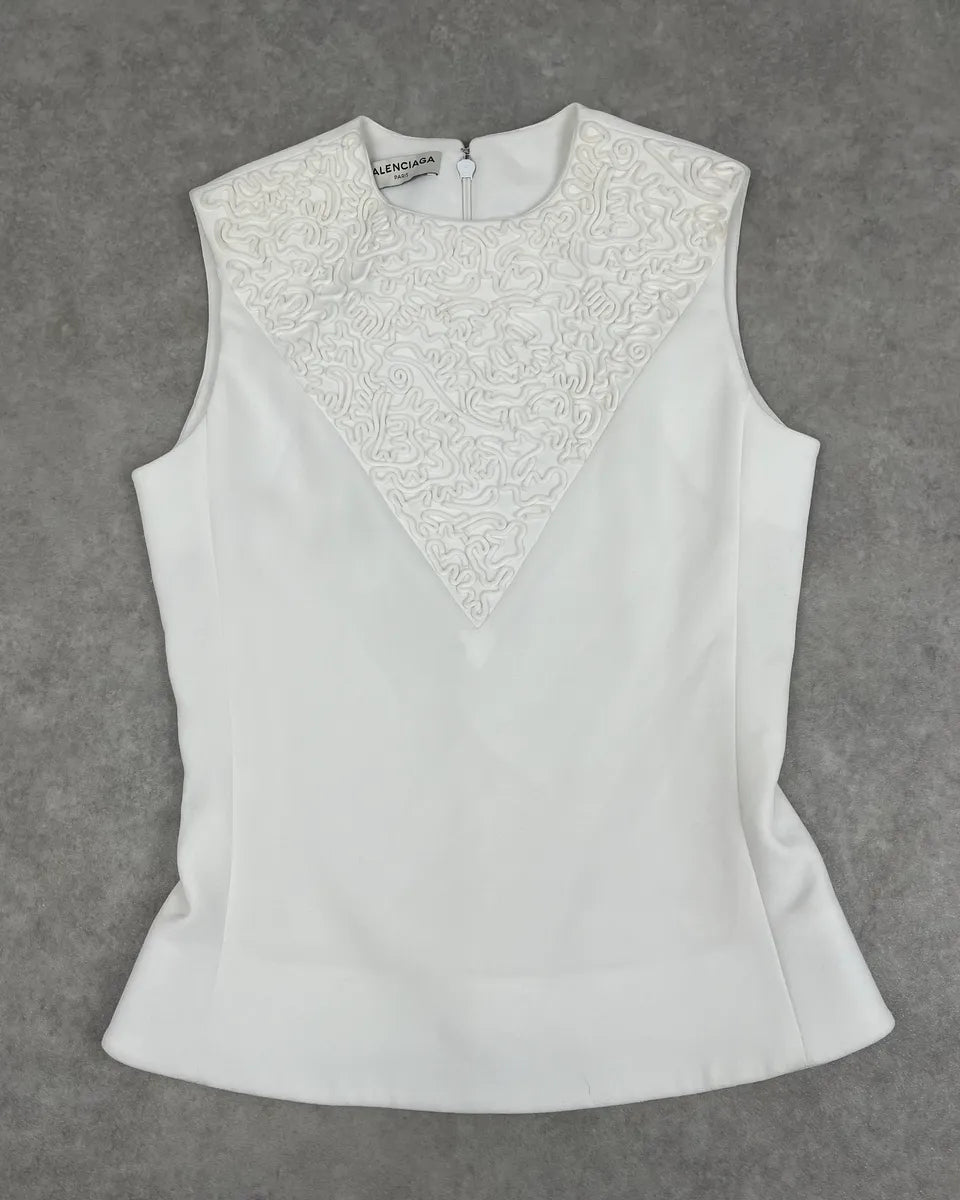Balenciaga White Embossed Tank Top zKaSZRX 2
