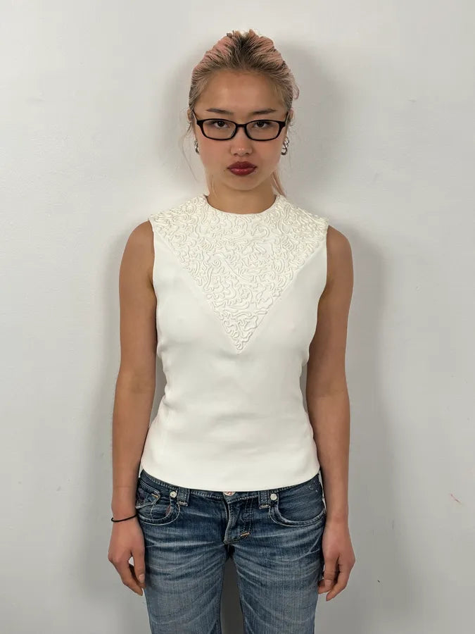 Balenciaga White Embossed Tank Top zKaSZRX 0
