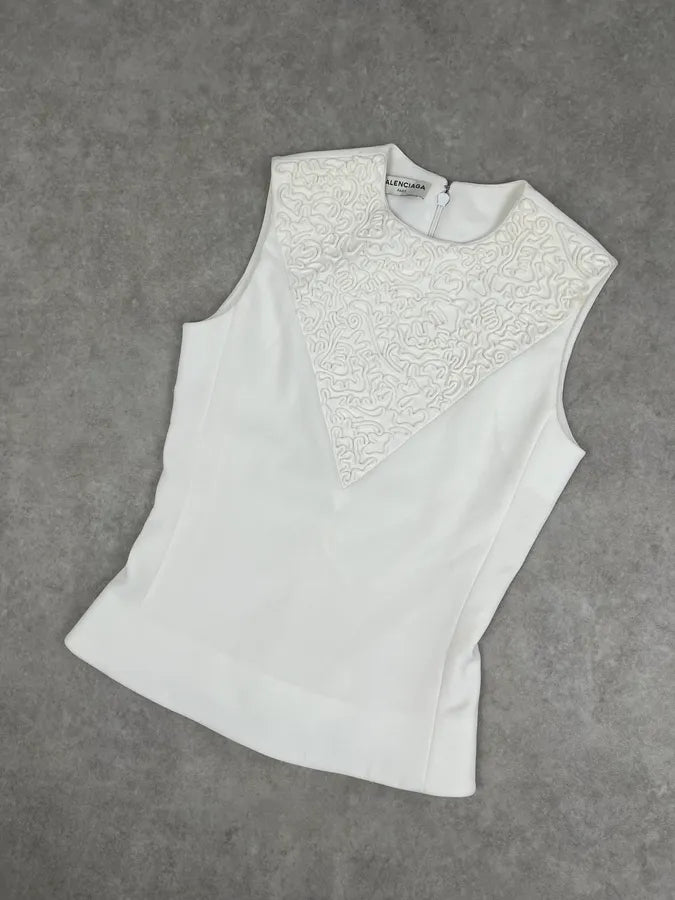 Balenciaga White Embossed Tank Top zKaSZRX 4