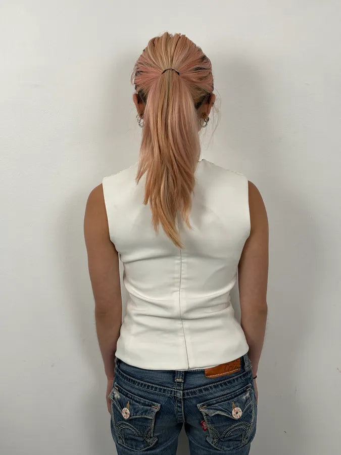Balenciaga White Embossed Tank Top zKaSZRX 1