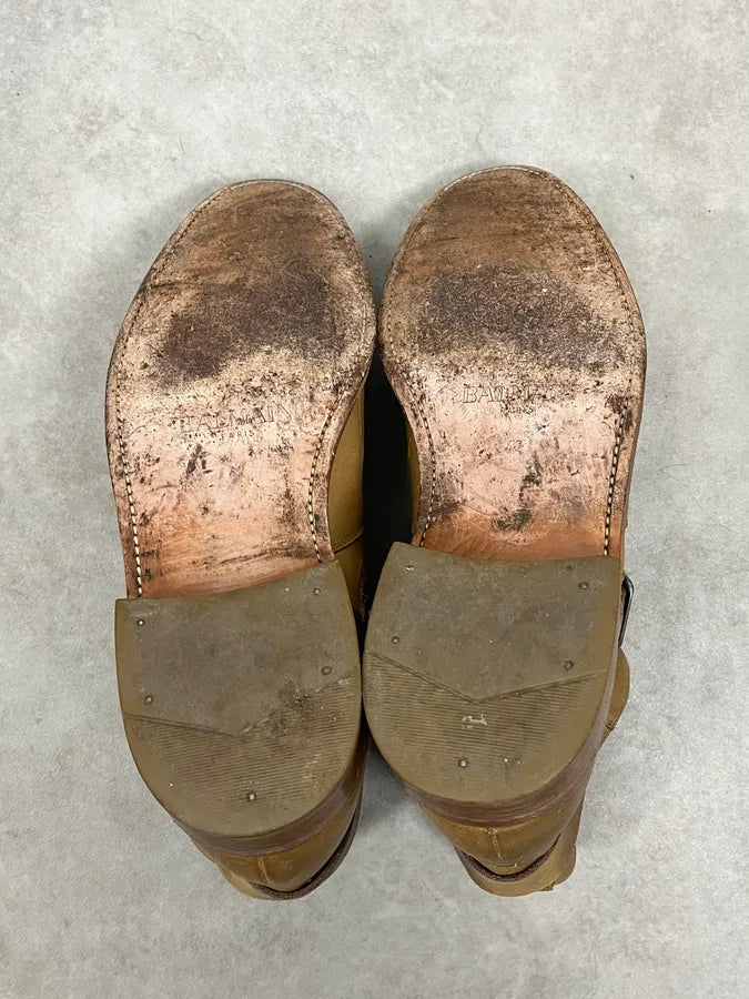 Balmain Beige Ankle Leather Boots hDYFmSa 6