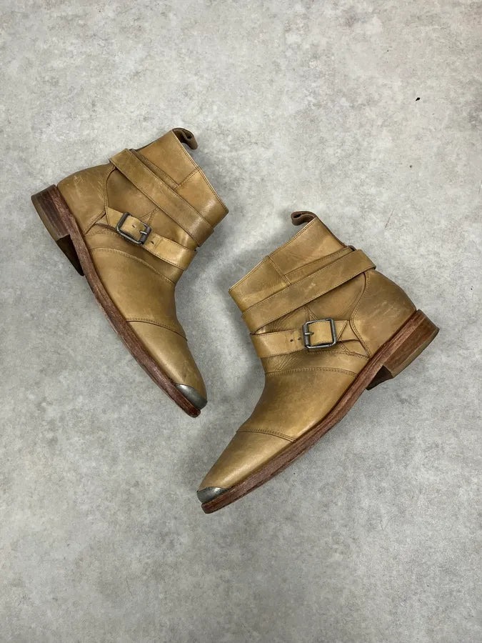 Balmain Beige Ankle Leather Boots hDYFmSa 4