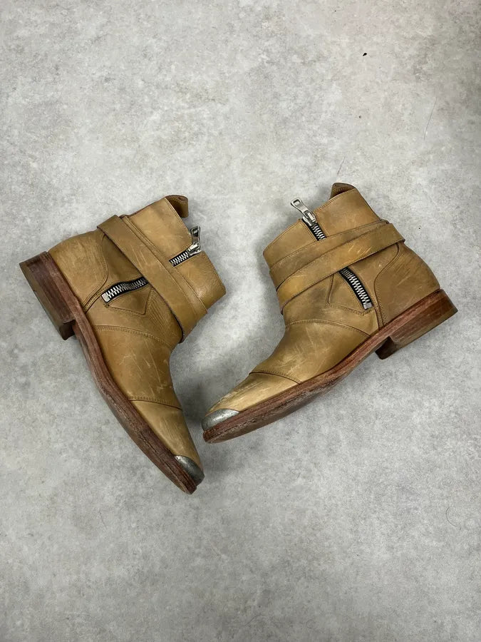 Balmain Beige Ankle Leather Boots hDYFmSa 2