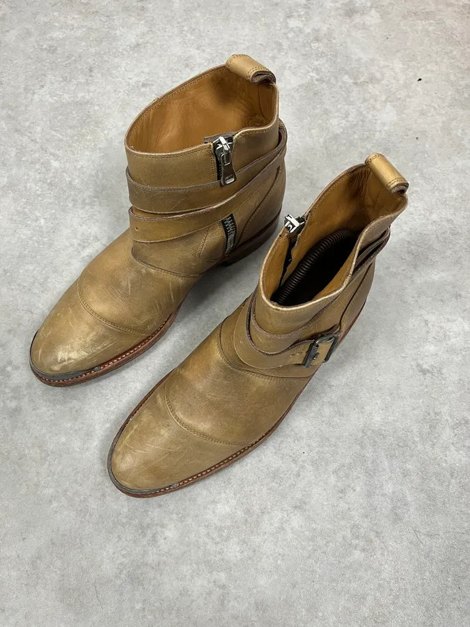 Balmain Beige Ankle Leather Boots hDYFmSa 3