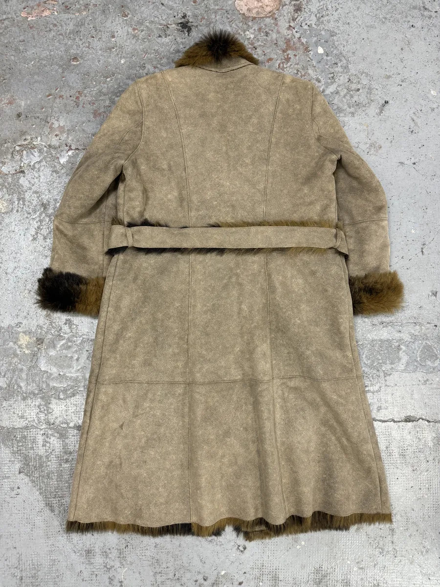 Balmain Beige Camel Faux Fur Premium Trench Coat VNrwCmH 4