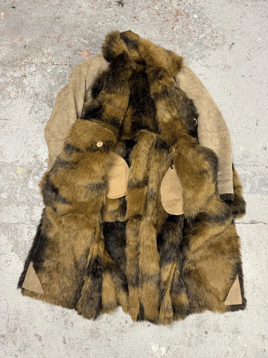 Balmain Beige Camel Faux Fur Premium Trench Coat VNrwCmH 5
