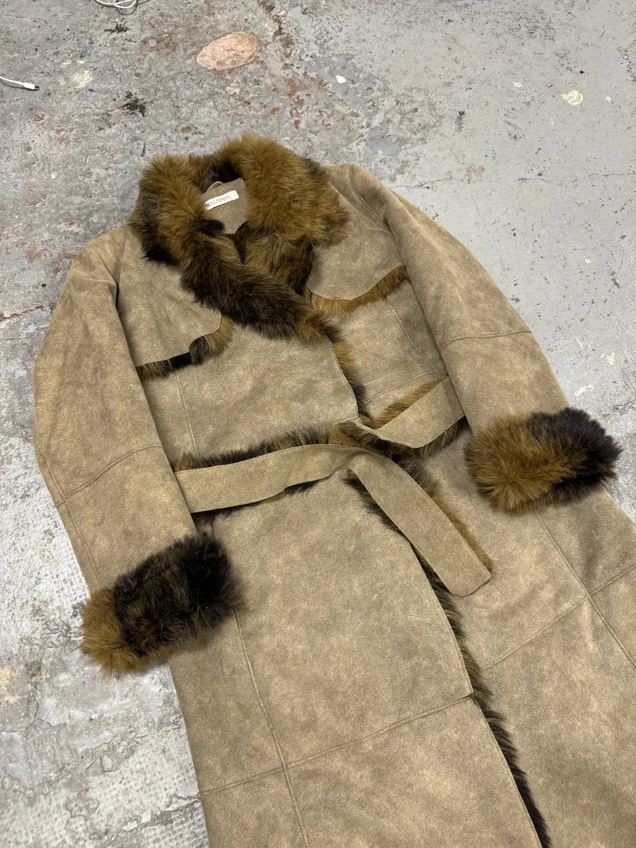 Balmain Beige Camel Faux Fur Premium Trench Coat VNrwCmH 7