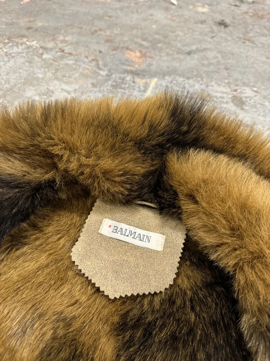 Balmain Beige Camel Faux Fur Premium Trench Coat VNrwCmH 8