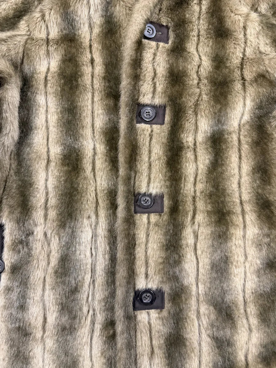 Balmain Beige Faux Fur & Brown Leather Reversible Hooded Coat oXjbKPE 7