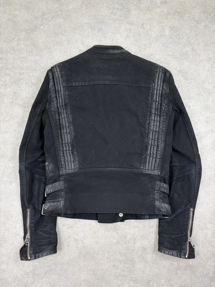 AW2015 Balmain Biker Waxed Asymmetrical Jacket xujtGJz 5