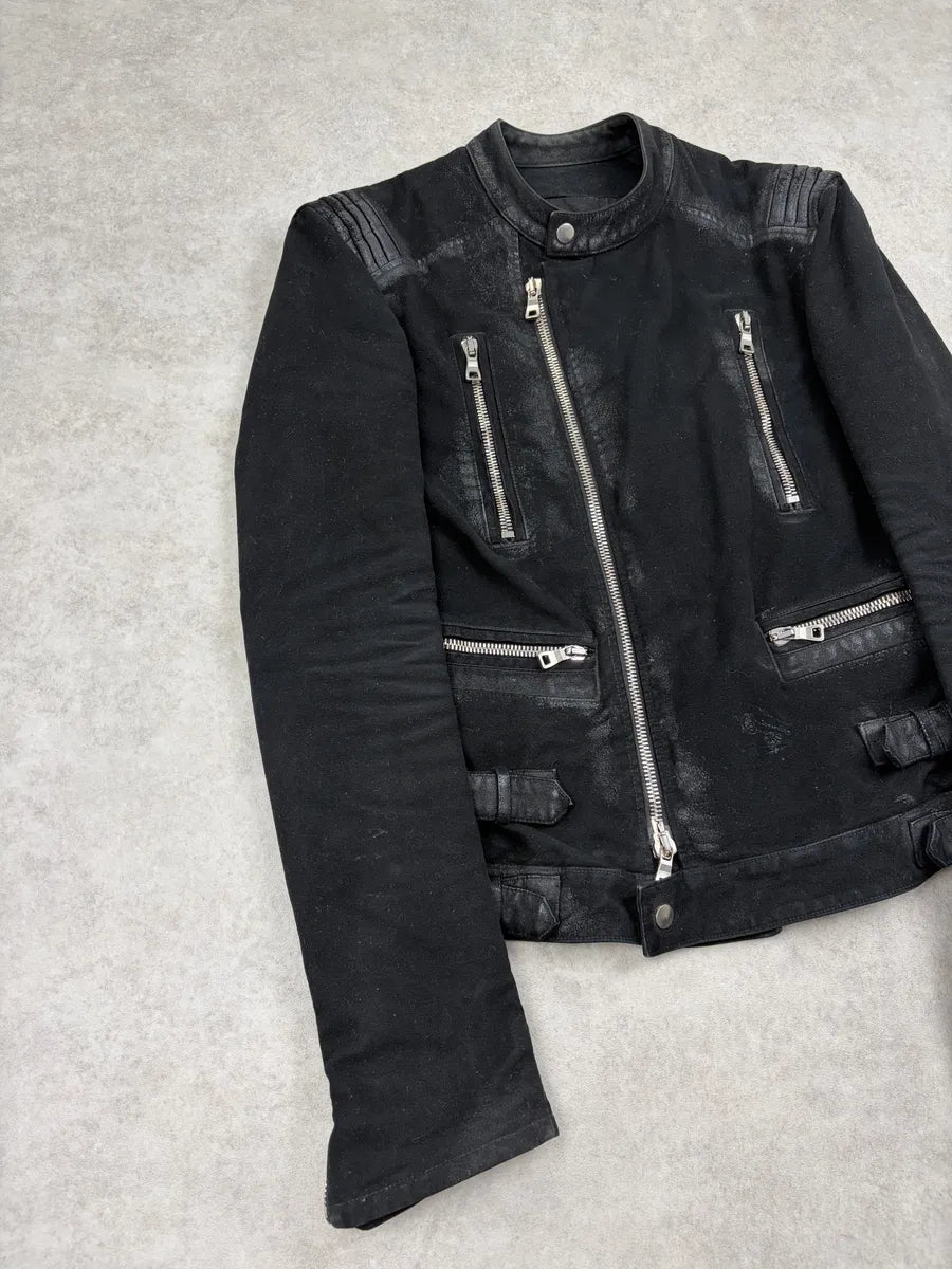 AW2015 Balmain Biker Waxed Asymmetrical Jacket xujtGJz 3