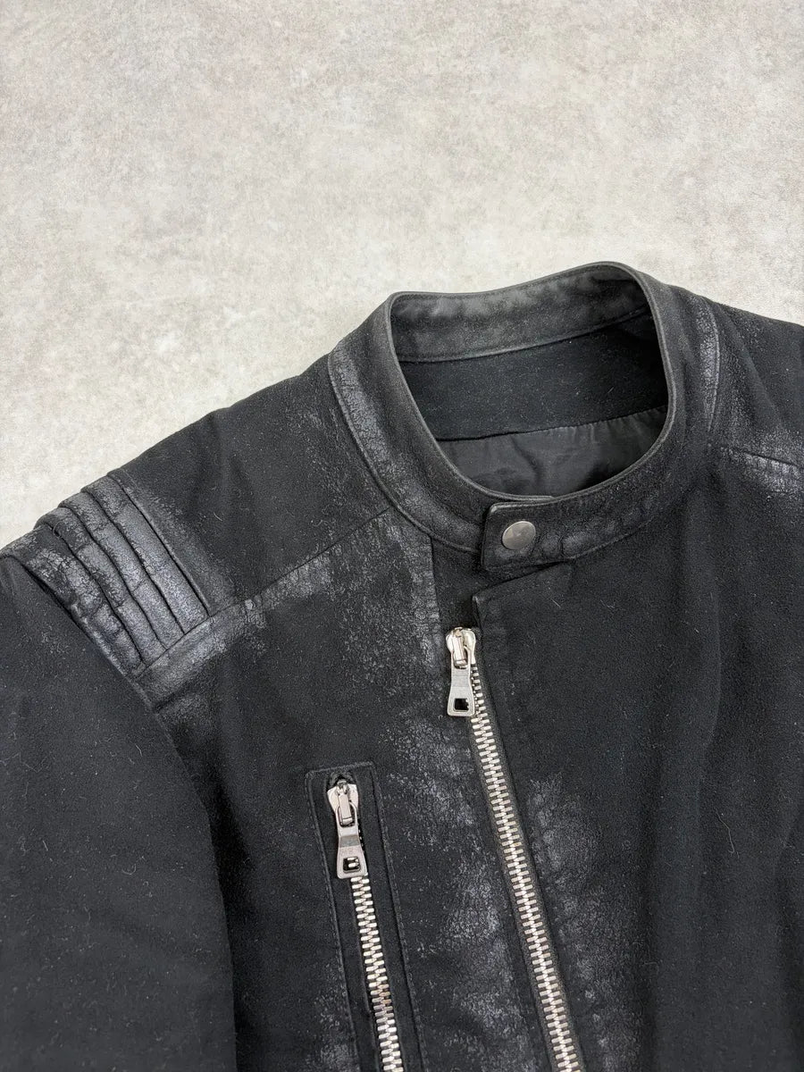AW2015 Balmain Biker Waxed Asymmetrical Jacket xujtGJz 4
