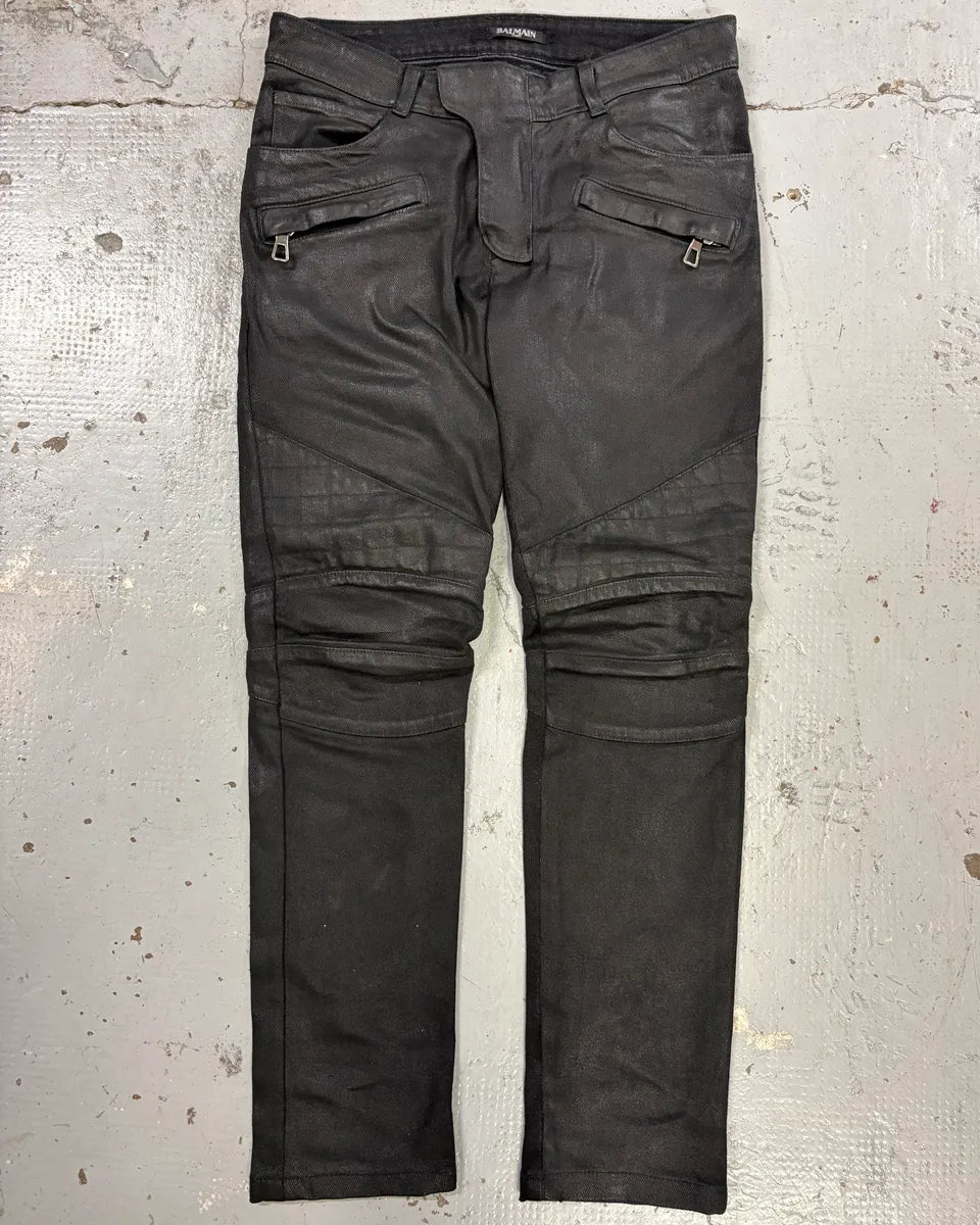 Balmain Black Waxed Biker Jeans wEgLoIg 0