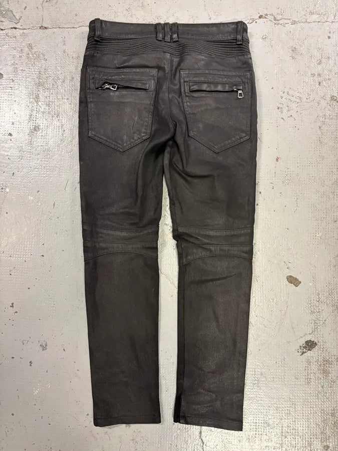 Balmain Black Waxed Biker Jeans wEgLoIg 5