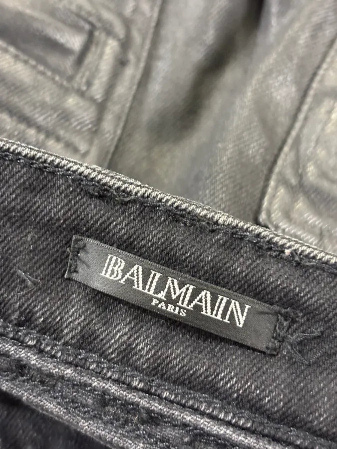 Balmain Black Waxed Biker Jeans wEgLoIg 7