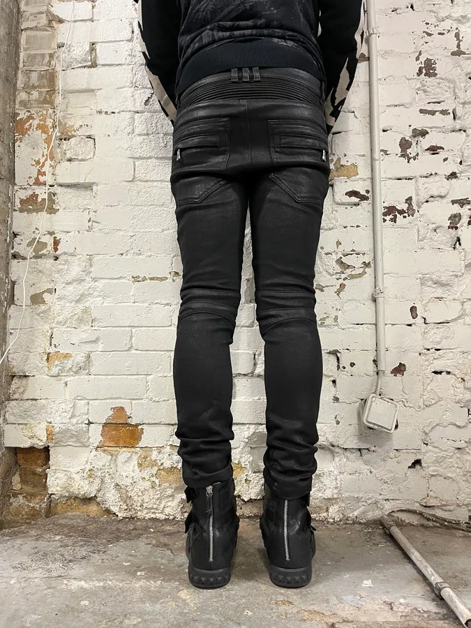 Balmain Black Waxed Biker Jeans wEgLoIg 3