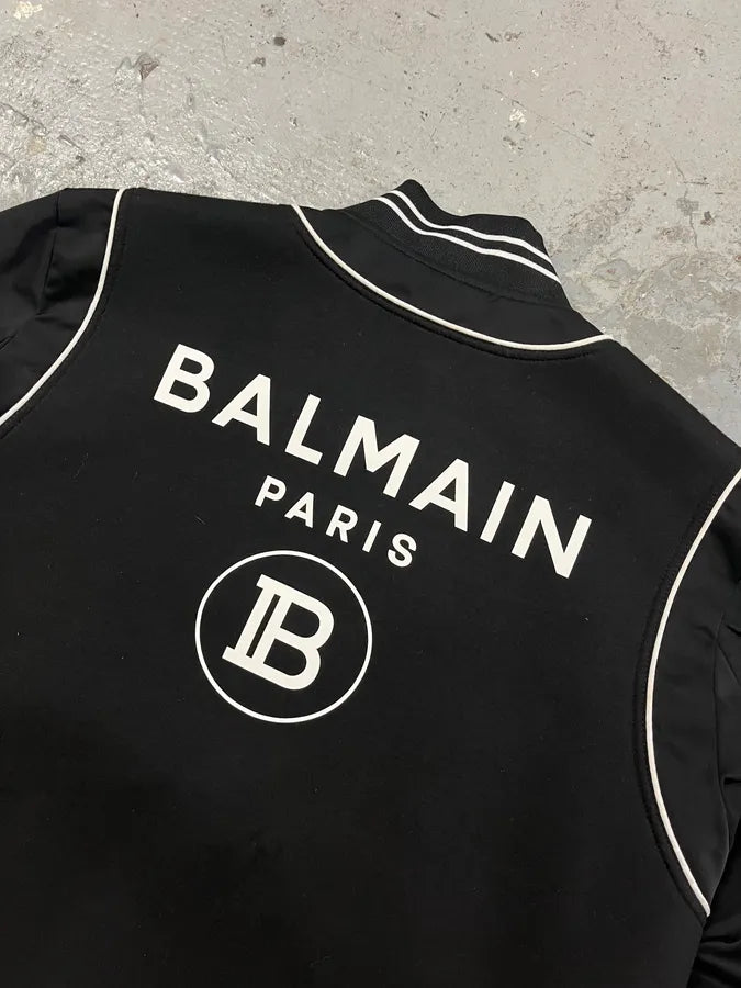 Balmain Black Buttoned White Lined Varsity Jacket XBrPtAe 7