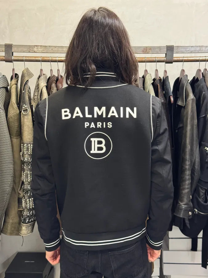 Balmain Black Buttoned White Lined Varsity Jacket XBrPtAe 2