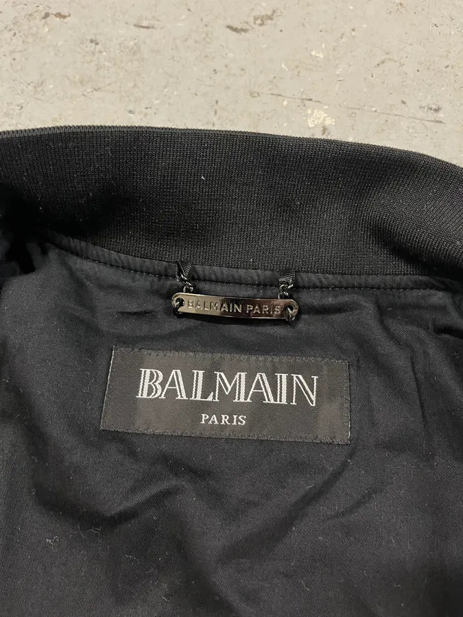 Balmain Black Buttoned White Lined Varsity Jacket XBrPtAe 8