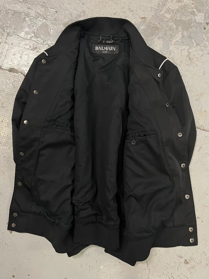 Balmain Black Buttoned White Lined Varsity Jacket XBrPtAe 5