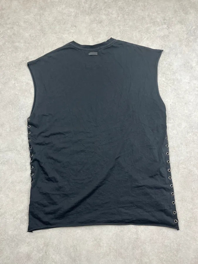 Pierre Balmain Black Cotton Lace-Up Side Tank Top uPsyEyJ 6