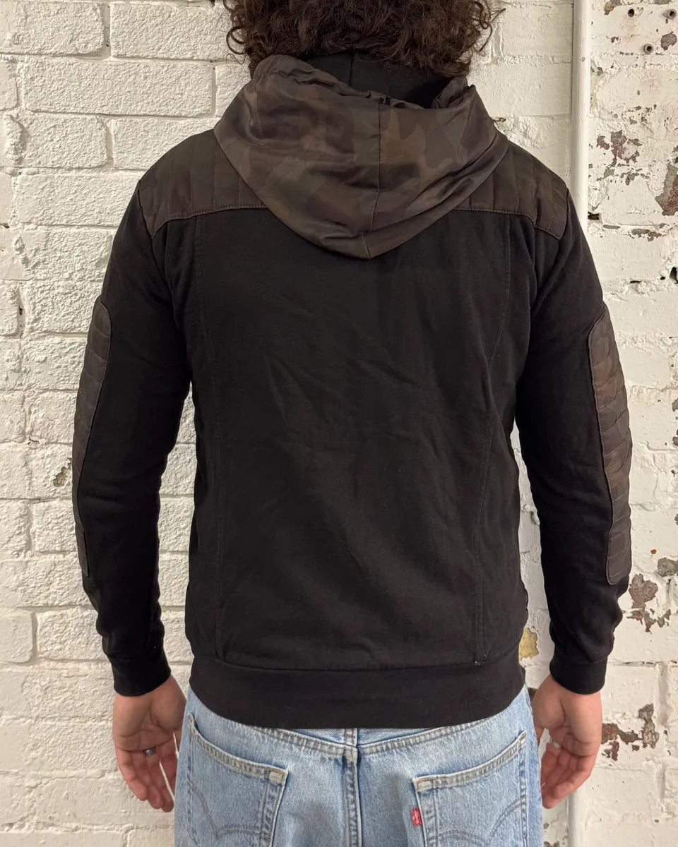 Balmain Black Cotton Quilted Biker Zip Hoodie Jedxawe 2