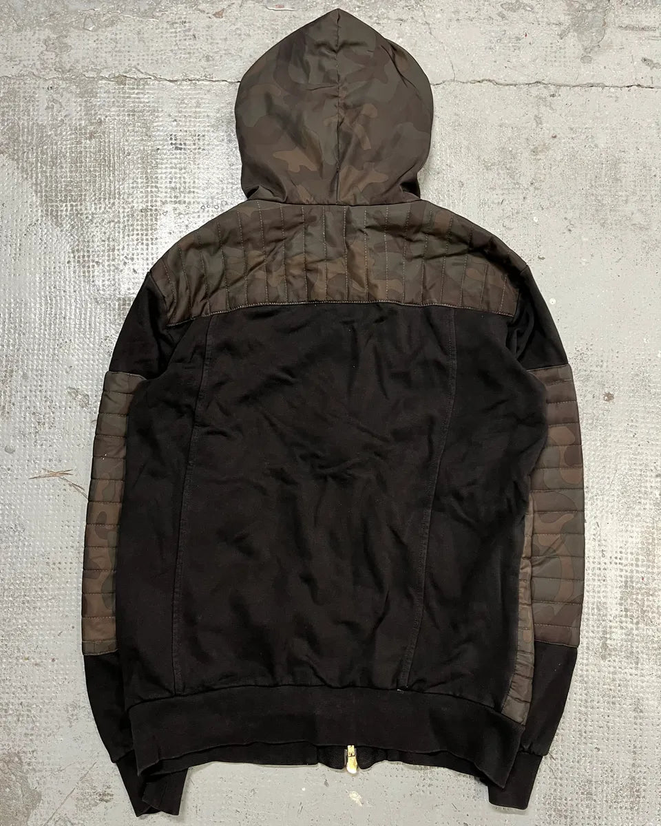 Balmain Black Cotton Quilted Biker Zip Hoodie Jedxawe 6