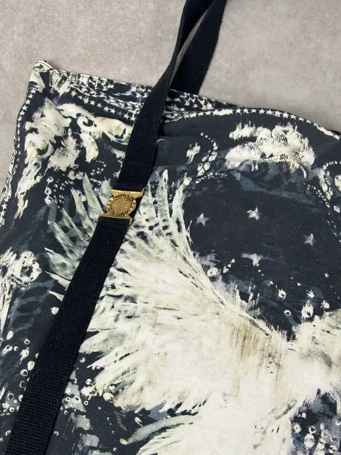 SS2012 Balmain Navy Cream Eagle Floral Tote Bag ZSNDizf 6