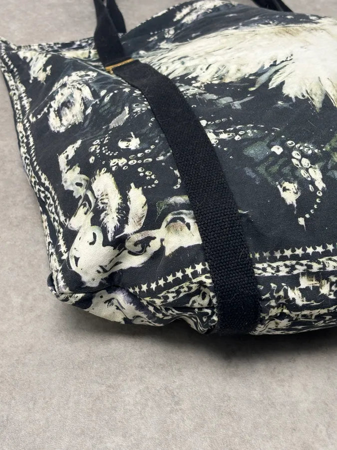 SS2012 Balmain Navy Cream Eagle Floral Tote Bag ZSNDizf 4