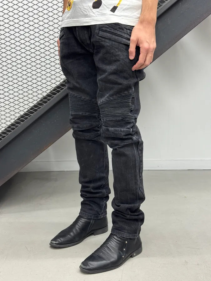 2010s Balmain Black Denim Biker Jeans xLyMenp 2