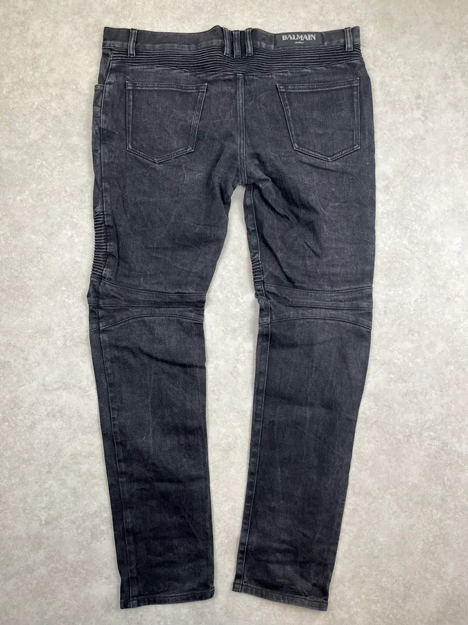 2010s Balmain Black Denim Biker Jeans xLyMenp 4