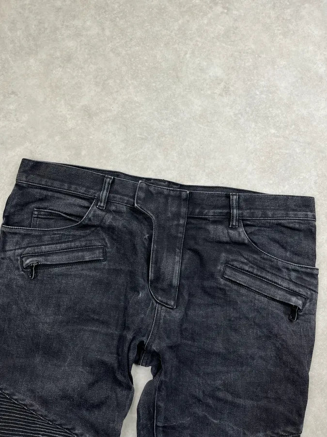 2010s Balmain Black Denim Biker Jeans xLyMenp 5