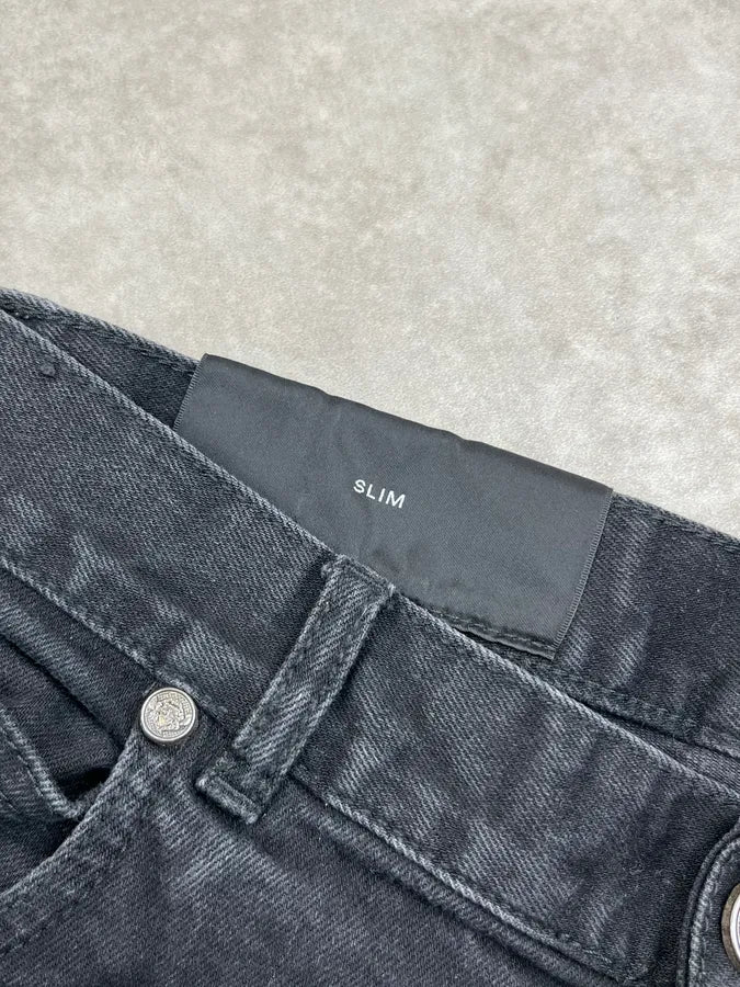 Balmain Black Denim Moto Biker Denim Jeans BnKKjQD 7