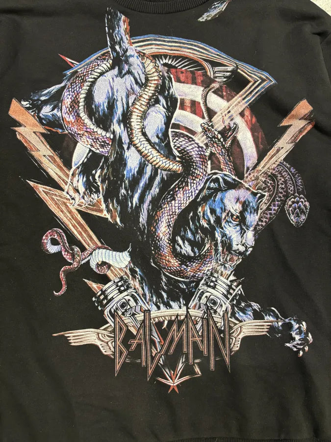 Balmain Black Graphic Monsters Zip Sweater uKHDkro 5