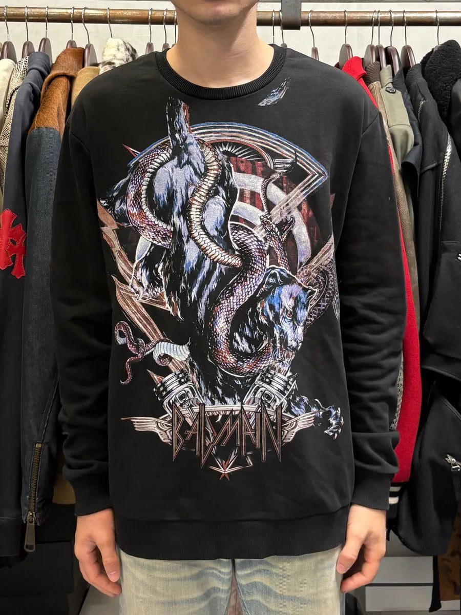 Balmain Black Graphic Monsters Zip Sweater uKHDkro 1