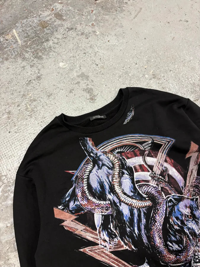 Balmain Black Graphic Monsters Zip Sweater uKHDkro 4