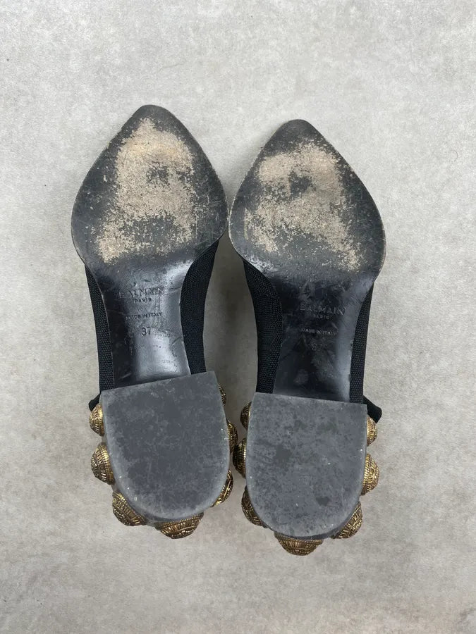 Balmain Black Knit Gold Button Boots YlioIpy 6