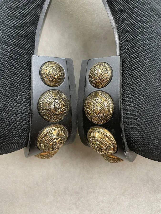 Balmain Black Knit Gold Button Boots YlioIpy 5