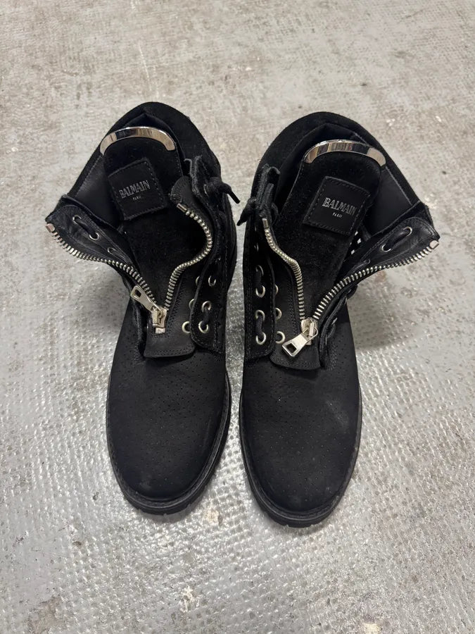 Balmain Black Leather Front Zip Boots eiqTNxQ 1