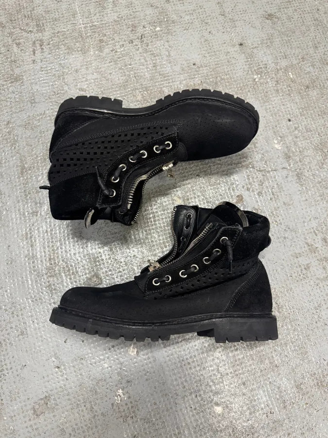 Balmain Black Leather Front Zip Boots eiqTNxQ 2