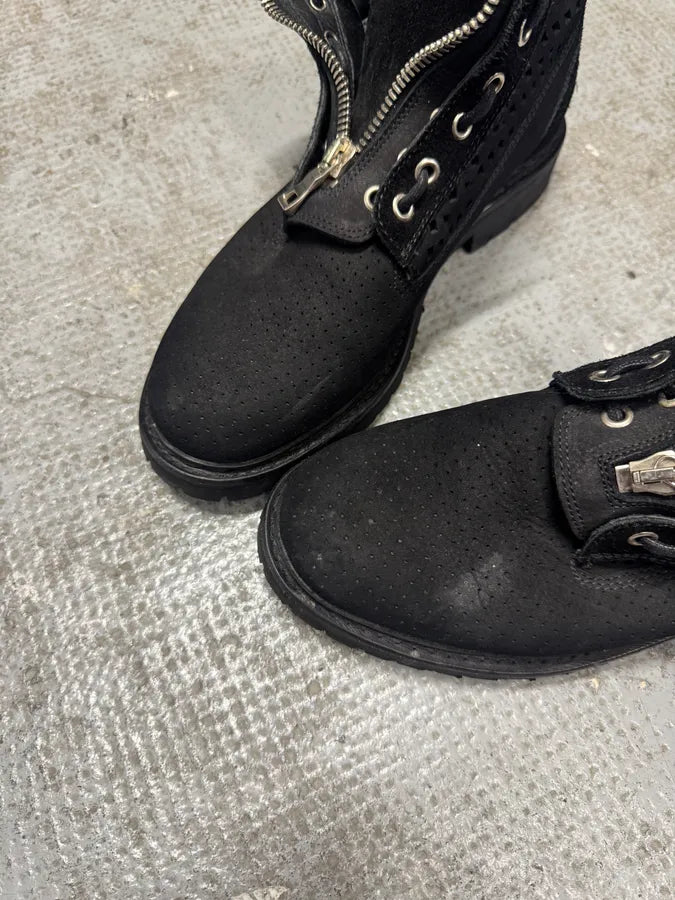 Balmain Black Leather Front Zip Boots eiqTNxQ 5