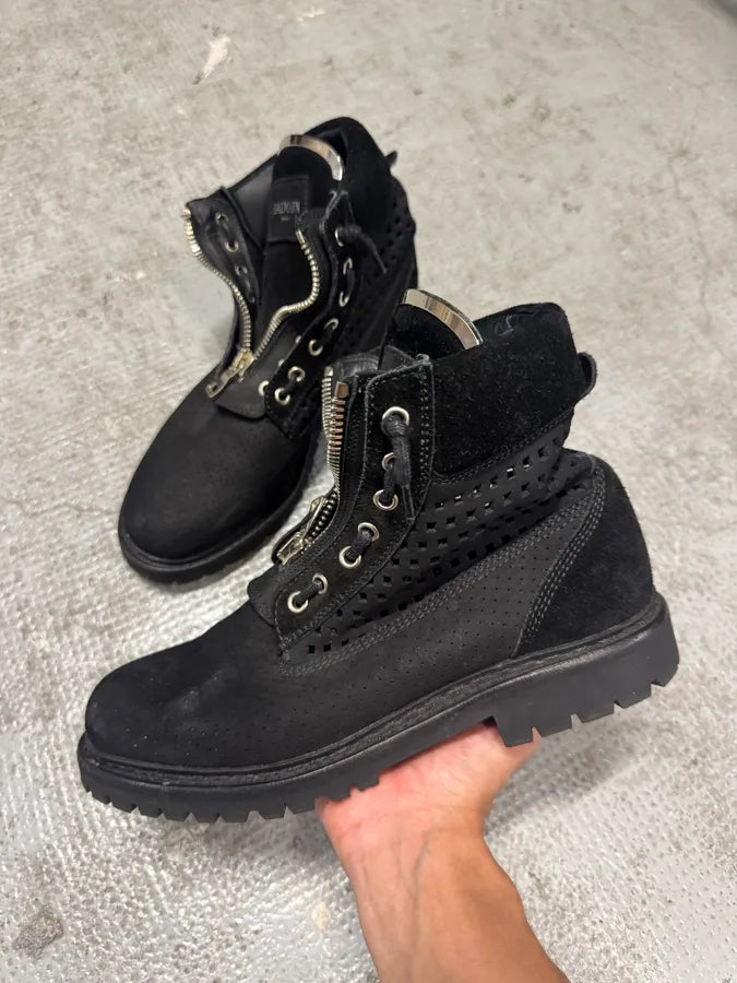 Balmain Black Leather Front Zip Boots eiqTNxQ 6