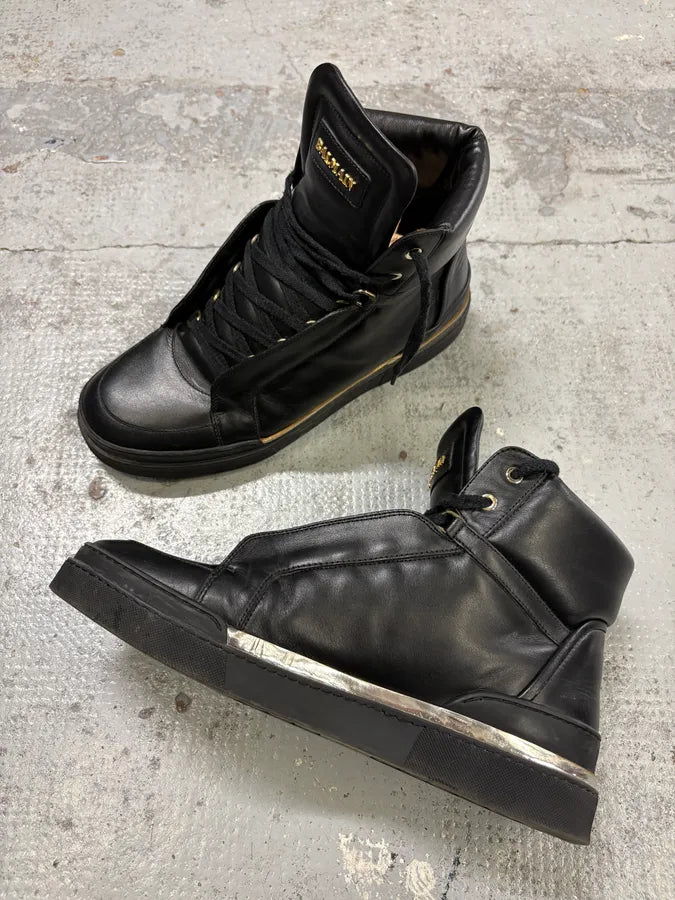 Balmain Black Leather High Sneakers GMFuVTZ 4